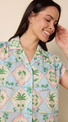 The Cat's Pajamas Women's Palmetto Bay Voile Cotton Short Sleeve Short Set