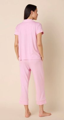 The Cat's Pajamas Women's Pink Moment Pima Knit Cotton Capri Pajama Set