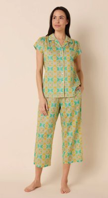 The Cat's Pajamas Women's Selene Voile Cotton Capri Pajama Set