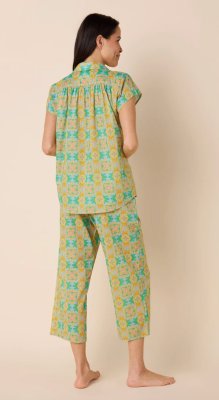 The Cat's Pajamas Women's Selene Voile Cotton Capri Pajama Set