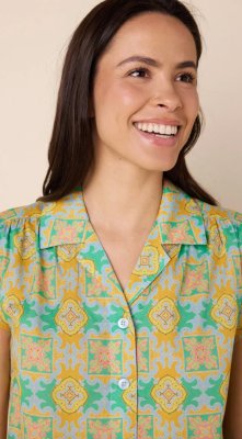 The Cat's Pajamas Women's Selene Voile Cotton Capri Pajama Set