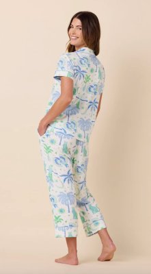The Cat's Pajamas Women's Toucan Terrace Pima Knit Cotton Capri Pajama Set
