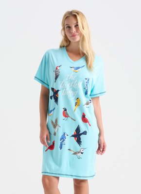 Little Blue House by Hatley Tweetist Thing Cotton Sleepshirt in Aqua