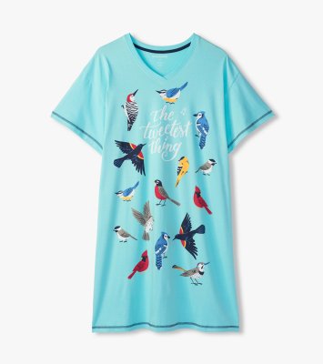 Little Blue House by Hatley Tweetist Thing Cotton Sleepshirt in Aqua
