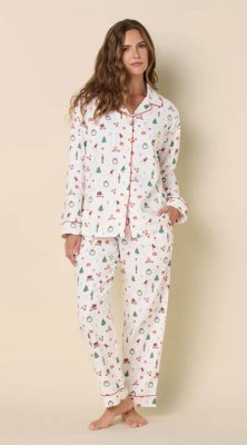 The Cat's Pajamas Women's A Very Vintage Christmas Flannel Classic Pajama Set