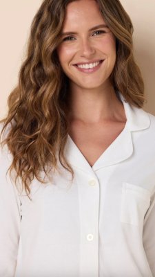 The Cat's Pajamas Women's White Classic Pima Knit Cotton Pajama Set