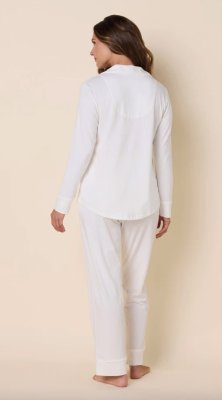 The Cat's Pajamas Women's White Classic Pima Knit Cotton Pajama Set
