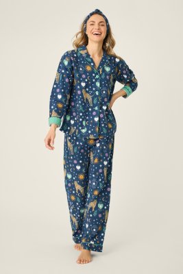 PJ Salvage Wild At Heart Classic Flannel Pajama Set in Navy