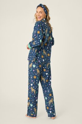 PJ Salvage Wild At Heart Classic Flannel Pajama Set in Navy