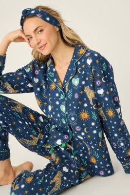 PJ Salvage Wild At Heart Classic Flannel Pajama Set in Navy