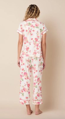 The Cat's Pajamas Women's Wing & Bloom Pima Knit Cotton Capri Pajama Set