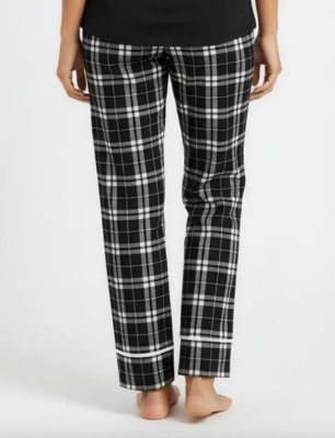 Boxercraft Women's Black/White Plaid Flannel Cuffed Pajama Pant