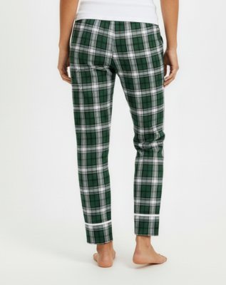 Boxercraft Women's Green/White Plaid Cuffed Flannel Pajama Pant