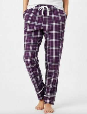 Boxercraft Women's Purple/White Plaid Flannel Cuffed Pajama Pant