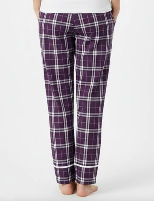 Boxercraft Women's Purple/White Plaid Flannel Cuffed Pajama Pant