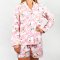 8 Oak Lane Women's Flamingo Bubbly Long Sleeve Cotton Shorts Set