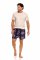 The Lazy Poet Men's Ben Riviera Palms Blue Linen Pajama Shorts