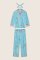PJ Salvage Pampered Cat Classic Flannel Pajama Set in Blue Elixir