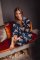 Averie Sleep Amina Blue Tiger Classic Japanese Satin Pajama Set