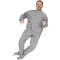 Big Feet Pajamas Adult Gray Plaid Flannel One Piece Footy