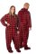 Big Feet Pajamas Adult Red & Black Buffalo Plaid Plush Hooded One Piece Footy