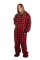 Big Feet Pajamas Adult Red & Black Buffalo Plaid Plush Hooded One Piece Footy
