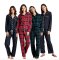 Big Feet Pajamas Women's Flannel Black & White Plaid Classic Pajama Set