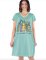 Lazy One Booked Tonight Flowers V-Neck Cotton Nightshirt in Mineral Blue