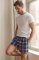 Boxercraft Men's Navy/Silver Plaid Flannel Boxer Shorts