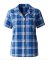 Boxercraft Women's Royal/Silver Plaid Boxy Flannel Short Sleeve Shirt