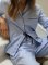 Breathe Women's Cotton Classic Pajama Set in Blue Herringbone