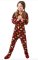 Big Feet Pajamas Kids Chocolate Brown Hearts Fleece One Piece Footy