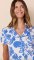 The Cat's Pajamas Women's Chrysantheme Pima Knit Cotton Capri Pajama Set in Blue