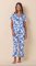 The Cat's Pajamas Women's Chrysantheme Pima Knit Cotton Capri Pajama Set in Blue