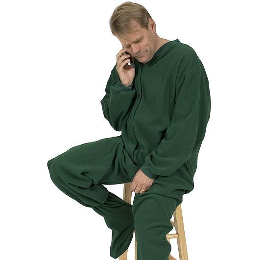 Big Feet Pajamas Adult Hunter Green Fleece One Piece Footy