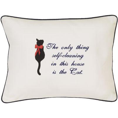 "The Only Thing Self-Cleaning ...." Ivory Embroidered Gift Pillow