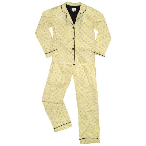 PJ Salvage Women's "Dots" Cotton Pajama Set in Lemon