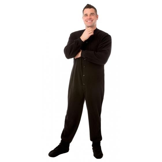 Big Feet Pajamas Adult Black Fleece One Piece Footy