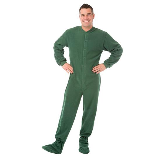 Big Feet Pajamas Adult Hunter Green Fleece One Piece Footy