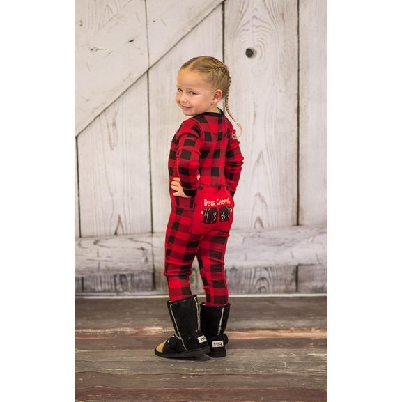 Lazy One Kids Unisex Red Plaid "Bear Cheeks FlapJack