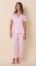 The Cat's Pajamas Women's Essential Stripe Pima Knit Cotton Capri Pajama Set in Pink Moment