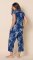 The Cat's Pajamas Women's Garden Posy Luxe Pima Cotton Capri Pajama Set in Navy