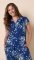 The Cat's Pajamas Women's Garden Posy Luxe Pima Cotton Capri Pajama Set in Navy