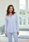 The Cat's Pajamas Women's Heritage Stripe Pima Knit Cotton Classic Pajama Set in Blue