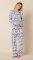 The Cat's Pajamas Women's Holly Jolly Pima Knit Cotton Classic Pajama Set in Blue