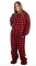 Big Feet Pajamas Adult Red & Black Buffalo Plaid Plush Hooded One Piece Footy