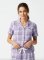 Boxercraft Women's Carnegie Lavender Plaid Boxy Flannel Short Sleeve Shirt
