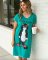 Lazy One Feline Sleepy V-Neck Cotton Nightshirt in Aqua