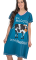 Lazy One Moody in The Morning V-Neck Cotton Nightshirt in Blue