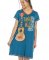 Lazy One Tuned Out V-Neck Cotton Nightshirt in Blue